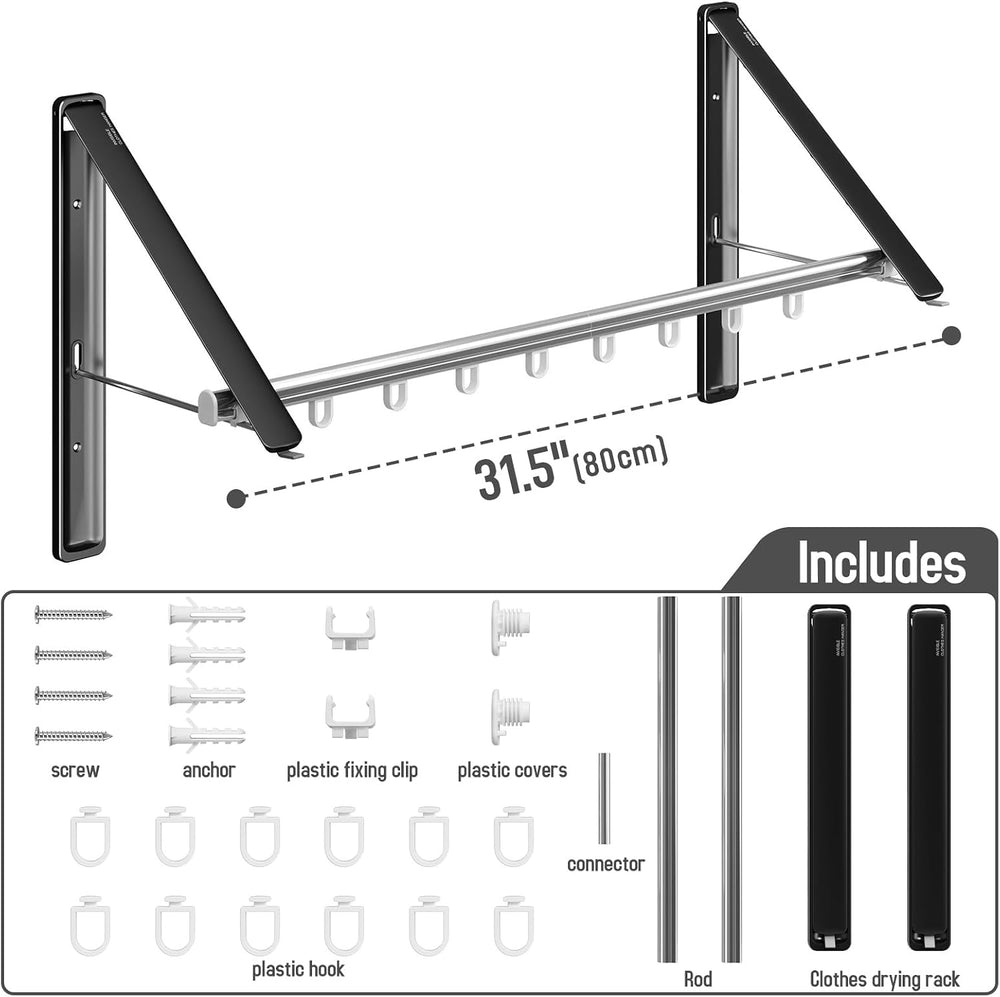 Folding Clothes Hanger Rack Wall mounted for Laundry Clothes Drying Rack