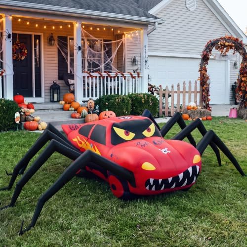 Super Giant Red 14.8FT Halloween Inflatables Spider Car Outdoor Decorations