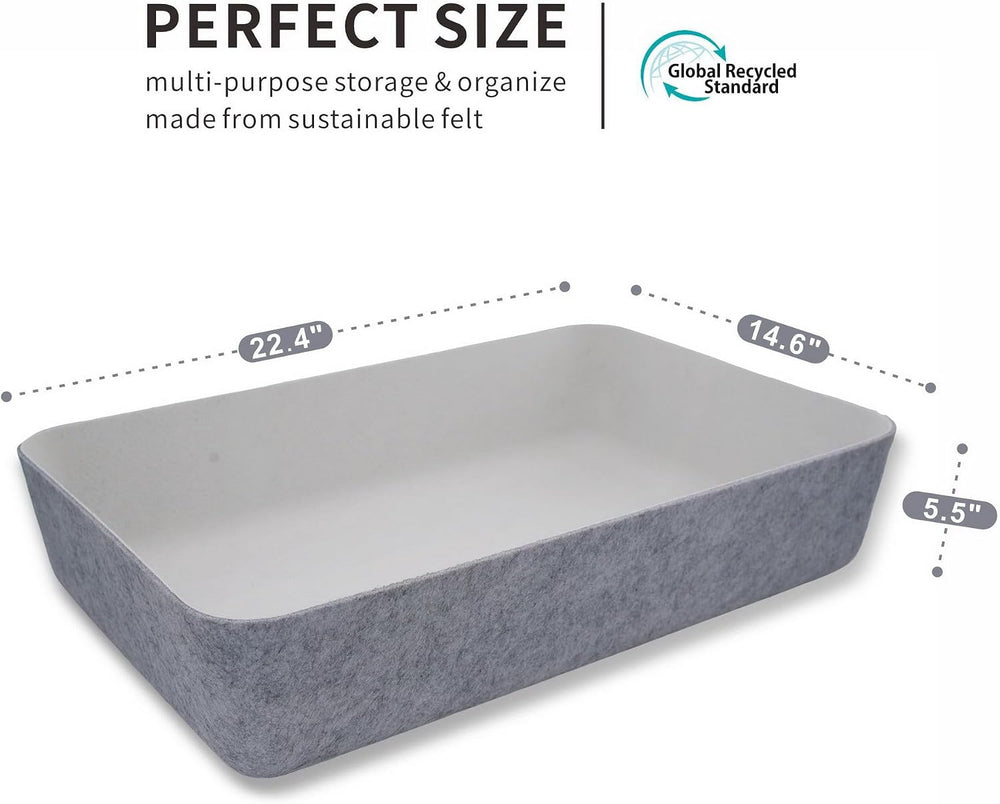 Welaxy Felt Underbed Storage Basket Gray shelf bin long shallow with Lid