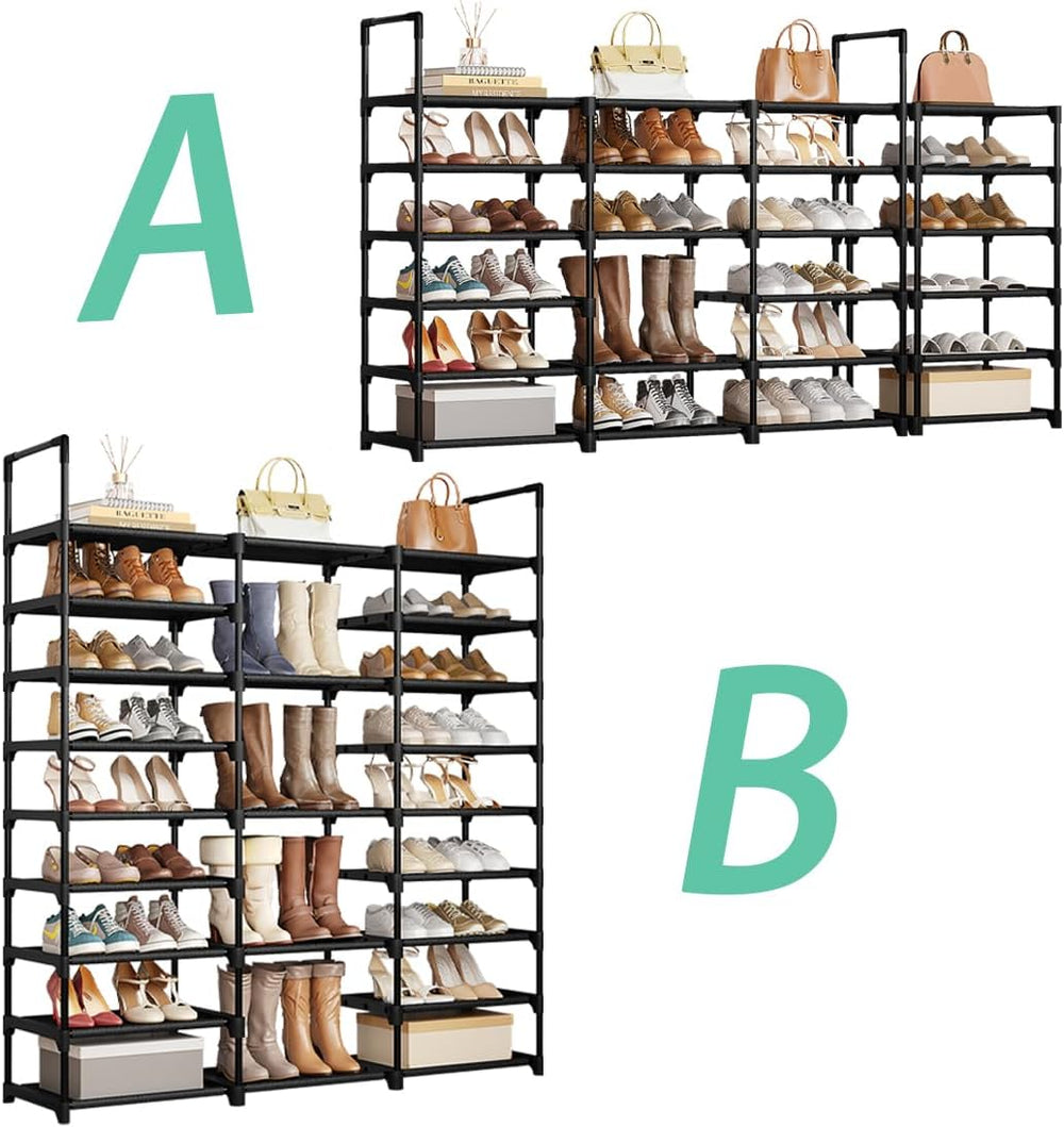 9-Tier Shoe Rack Organizer for 50-55 Pairs, Stackable Large Shoe Stand