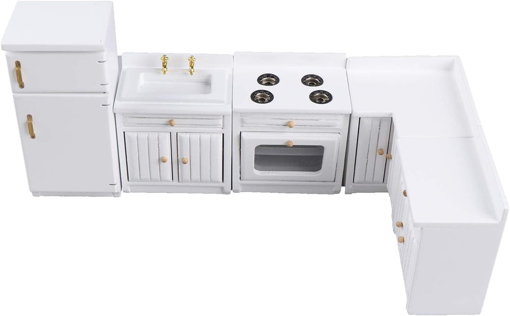 1:12 Scale Dollhouse Kitchen Furniture Set, 5 Piece Wooden Miniature Kitchen ...