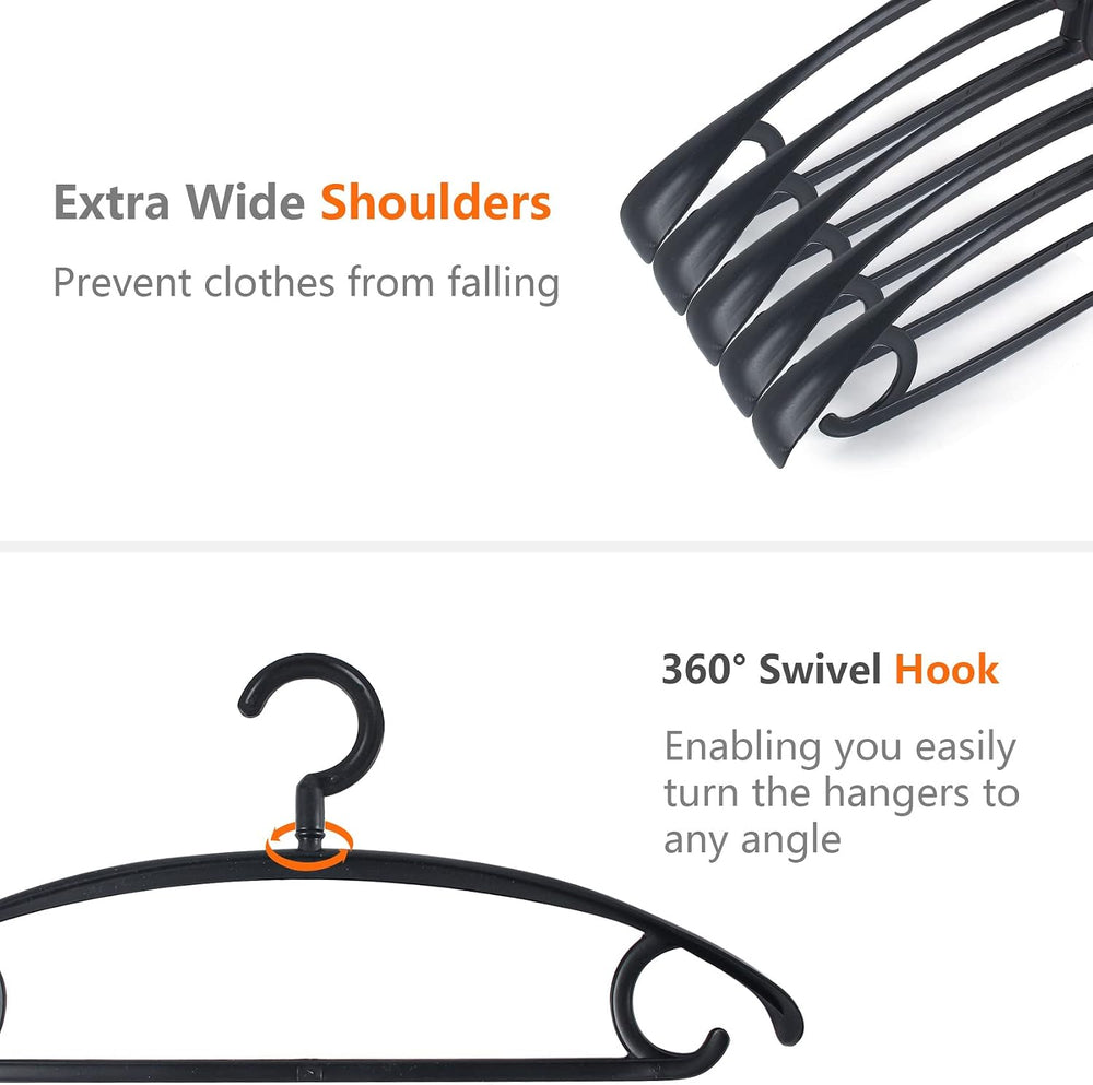 DEDU Plastic Clothes Hangers 36 Pack, Extra Thick Wide Shoulder Coat Hangers ...