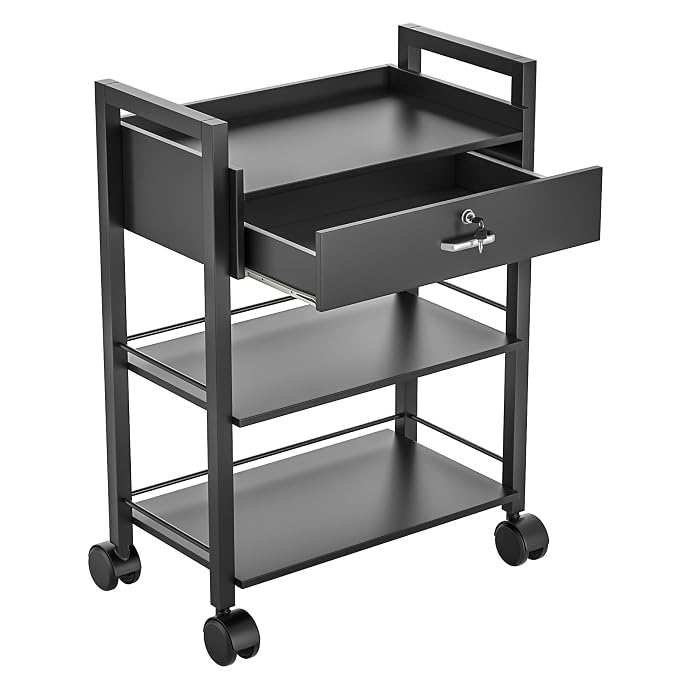 Paddie Salon Trolley Cart, Salon Tray Wooden Mobile Utility Cabinet