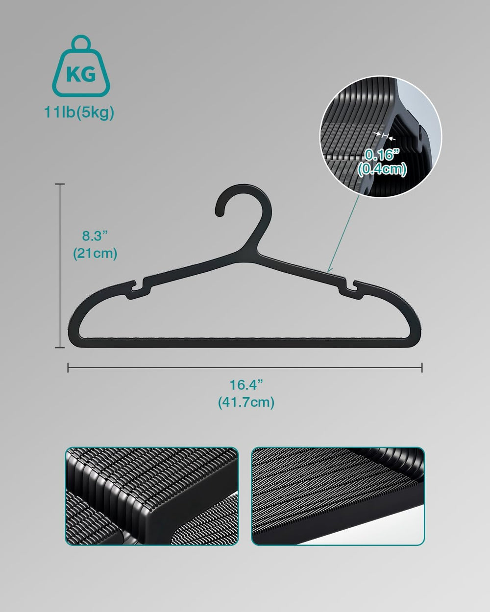 ABHENG 80 Pack Clothes Hangers, Non Slip Plastic Coat Hangers, Space Saving H...
