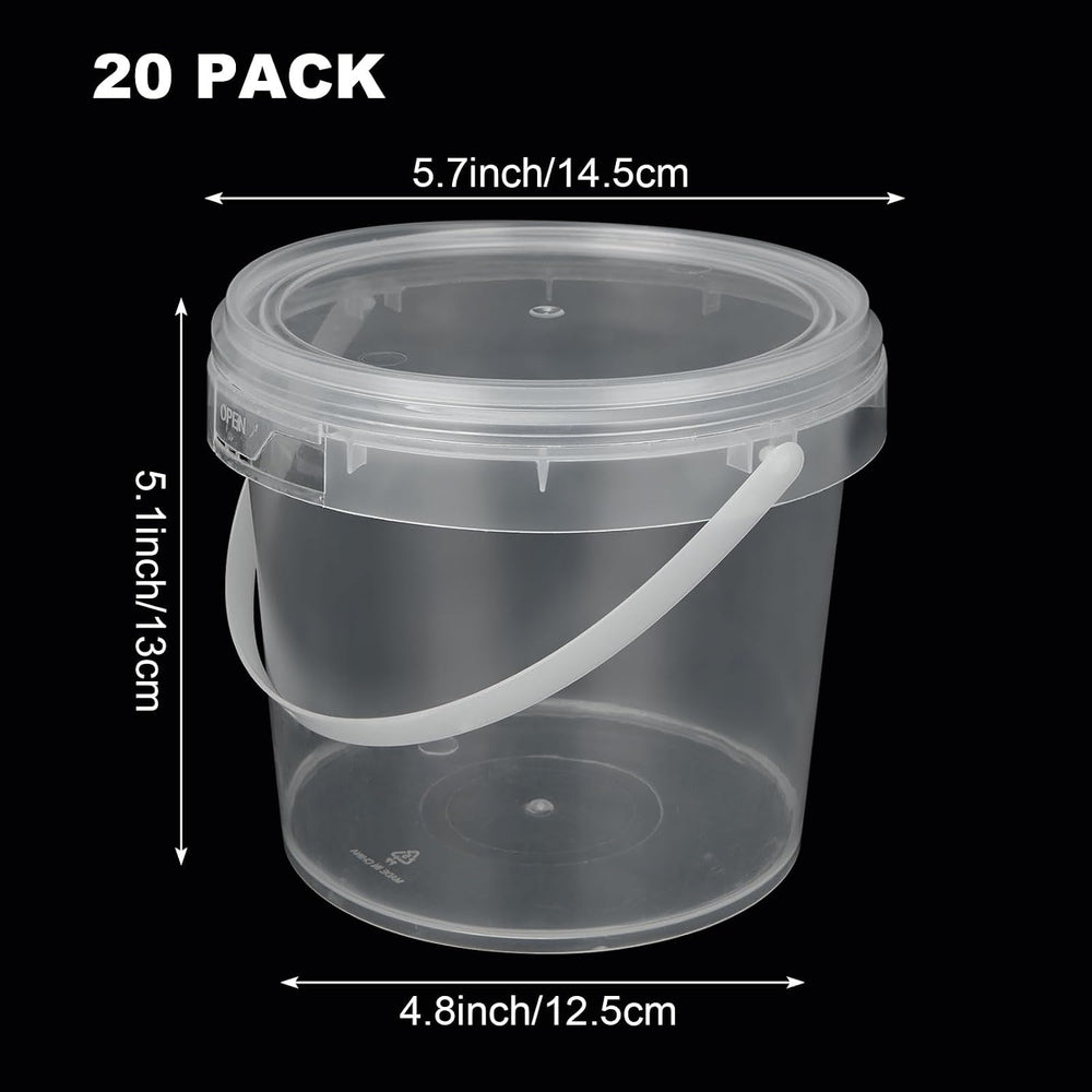 ZOFORTY 20 PCS 50 oz Slime Containers with Lids and Handles, Plastic 1500ml S...