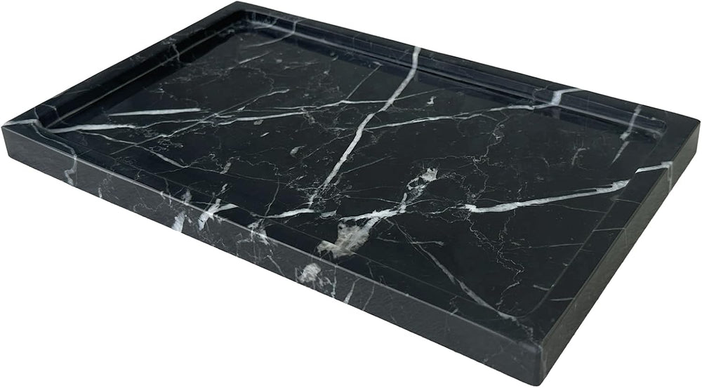 Natural Black Marble Vanity Tray, 9.8"x5.9"