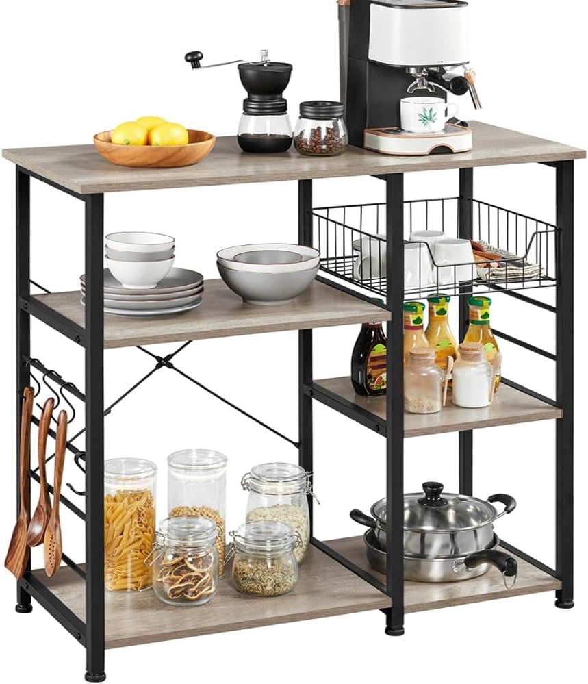 Yaheetech 4-Tier Bakers Rack,Microwave Stand for Coffee Bar,Grey