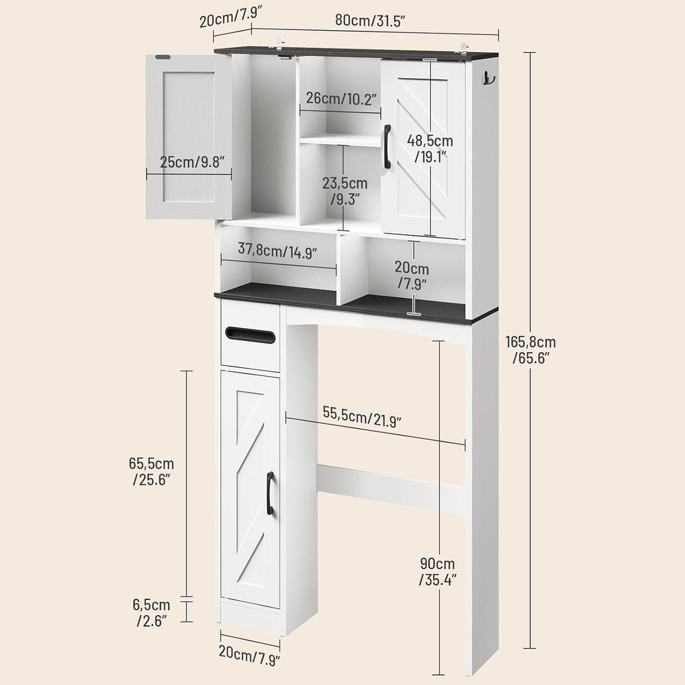Over The Toilet Storage Cabinet with Barn Door