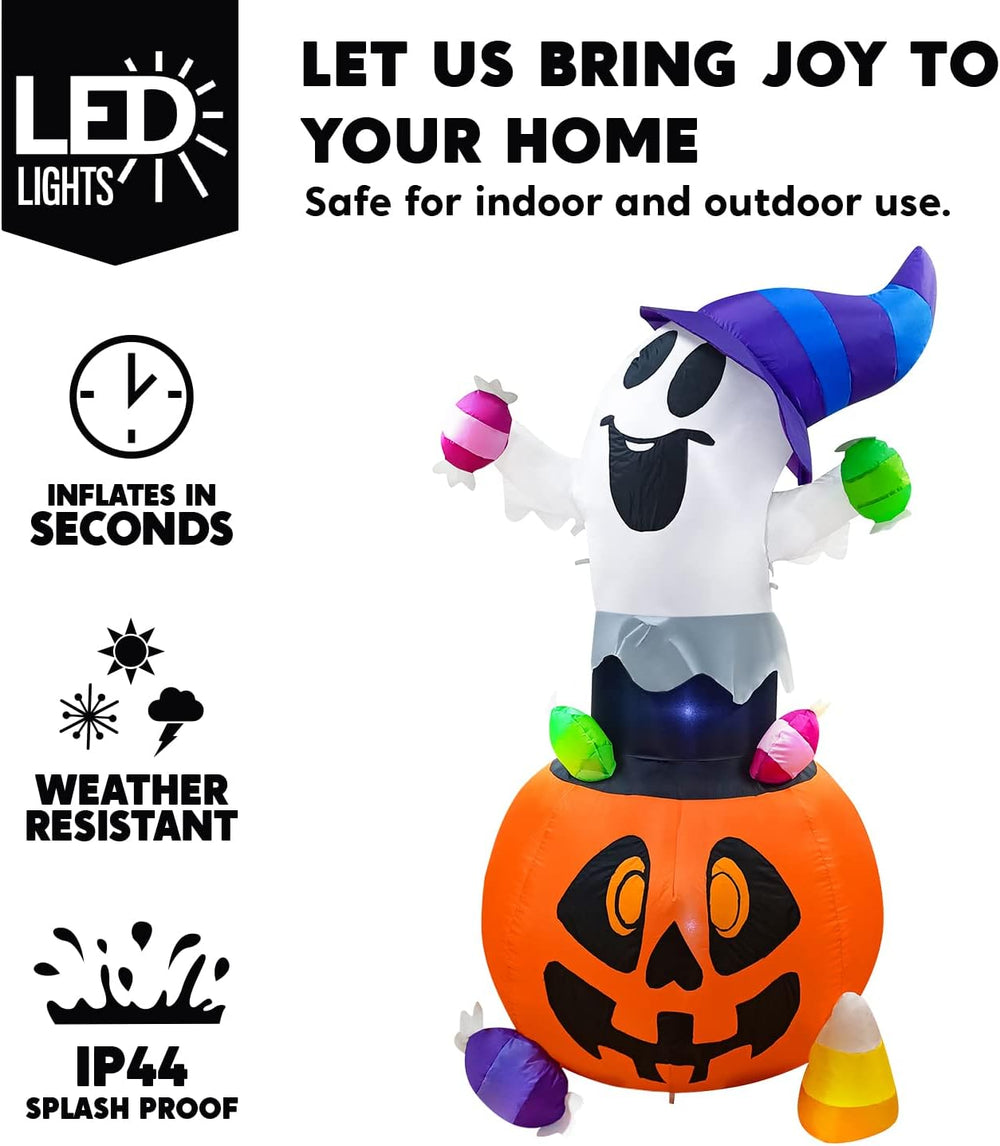 Joiedomi 5 FT Tall Halloween Inflatable Ghost Outdoor Decor, Blow Up Ghost Gr...
