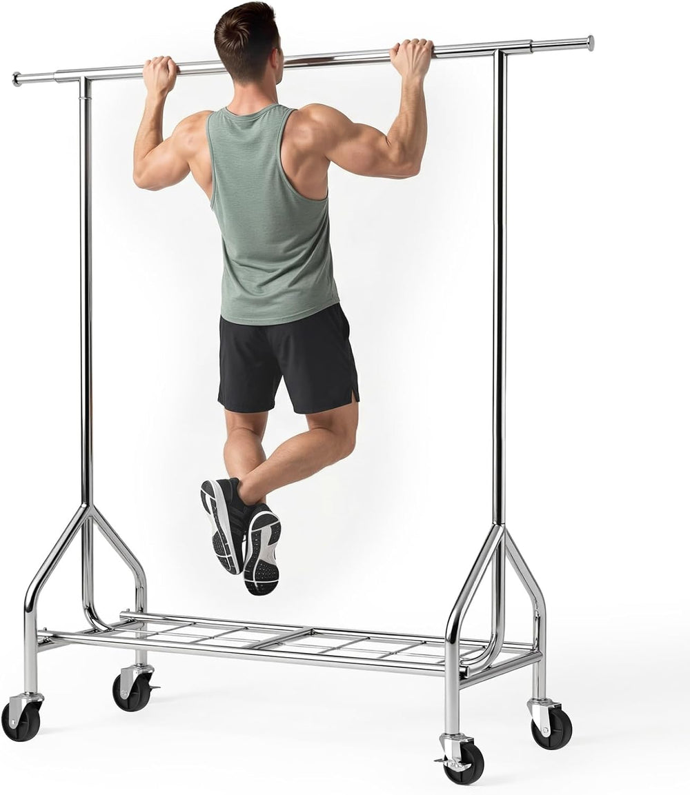 Heavy Duty Clothes Rack Load 500 LBS，Clothes Rack for Hanging Clothes，Rolling...