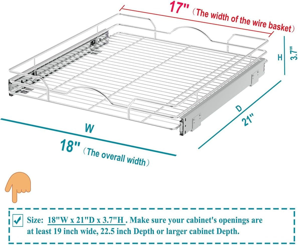 OCG Pull Out Cabinet Organizer 2 Pack (18" W x 21" D), Pull out She...