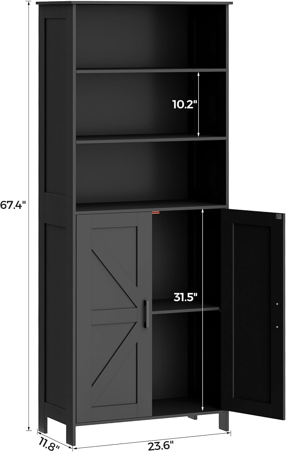 67" Tall Bathroom Storage Cabinet, Bathroom Floor Cabinet