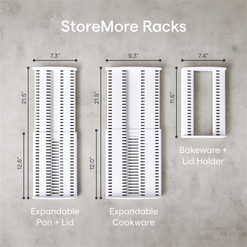 YouCopia StoreMore Cookware Rack with Tall Steel Wires, Adjustable Pan and Li...