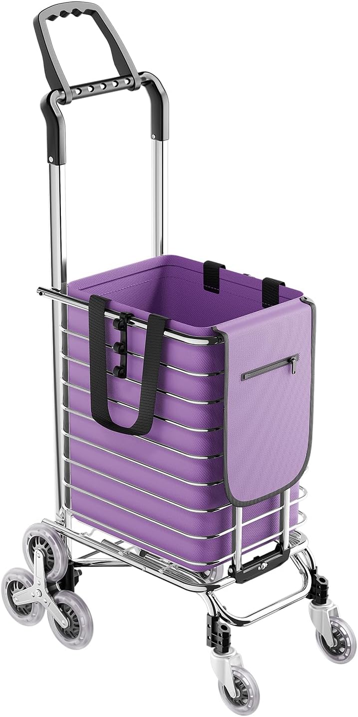 Foldable Shopping Cart with Wheels - 88lbs Capacity Collapsible Grocery Cart,...