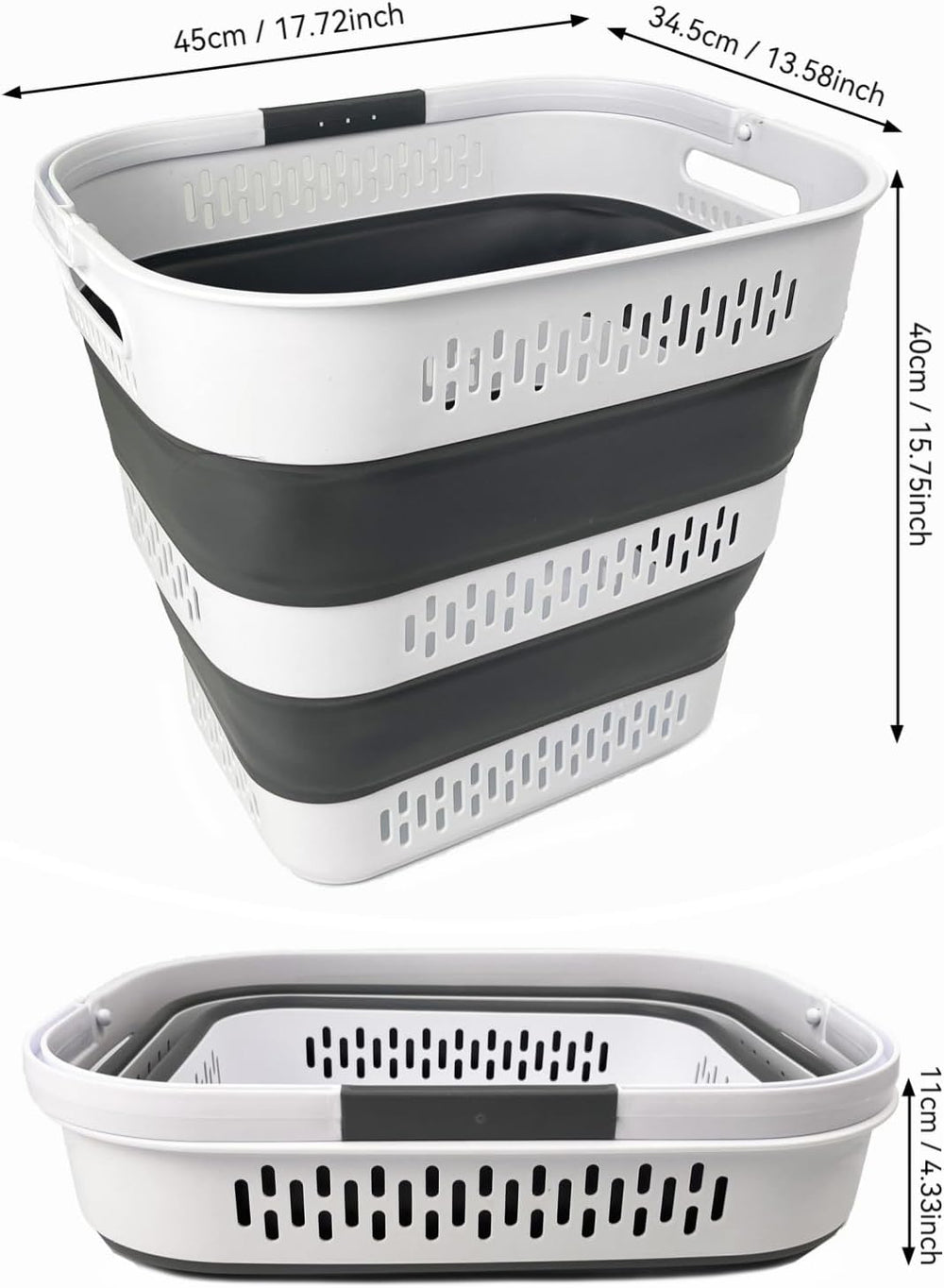 SAMMART 40L (10.5 Gallon) Collapsible Plastic Laundry Basket - Foldable Pop-U...