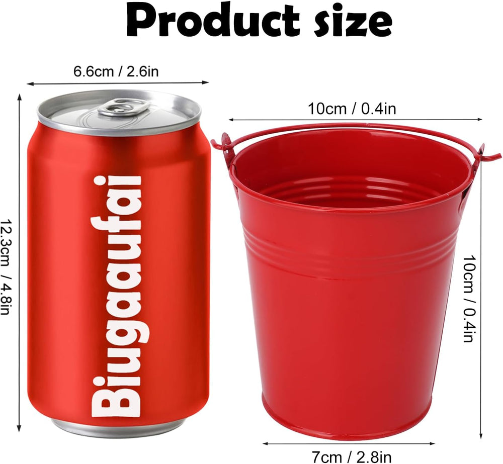 20 Pack 4 Inch Red Mini Metal Bucket, Elegant Galvanized Buckets with Handles...