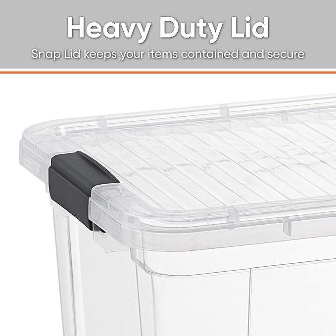 Superio Storage Bins with Lids- 2 Pack, 6.6 Qt Clear Boxes