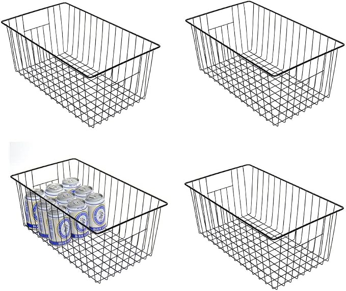 16inch Freezer Wire Storage Organizer Baskets, Household Refrigerator Bin (4p...