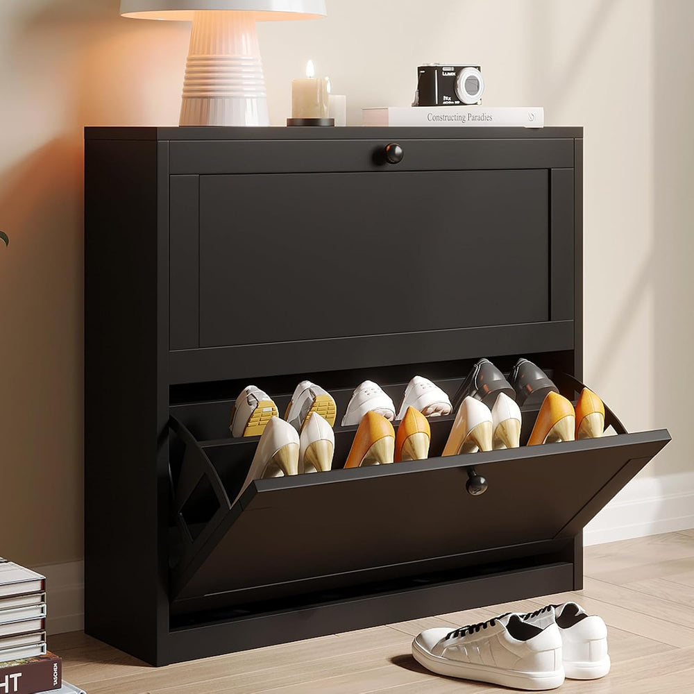 VOWNER Shoe Cabinet with 2 Flip Drawers, Freestanding Shoe Storage Cabinet wi...