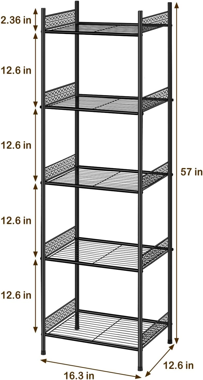 Nandae 5-Tier Bathroom Storage Shelf, Heavy Duty Wire Shelving Unit Free Stan...