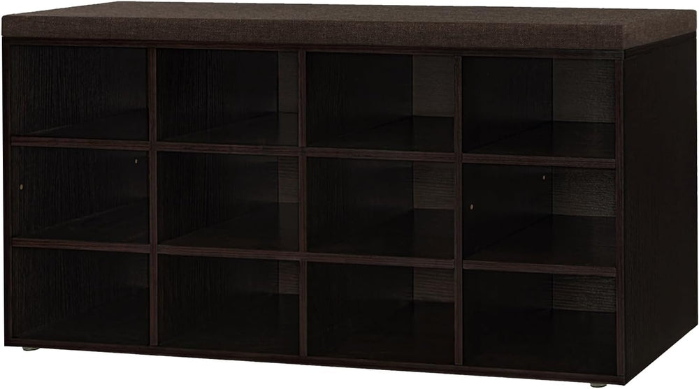 DINZI LVJ Shoe Storage Bench with Cushion, 40.9" Cubby Shoe Rack, 12-Cubby