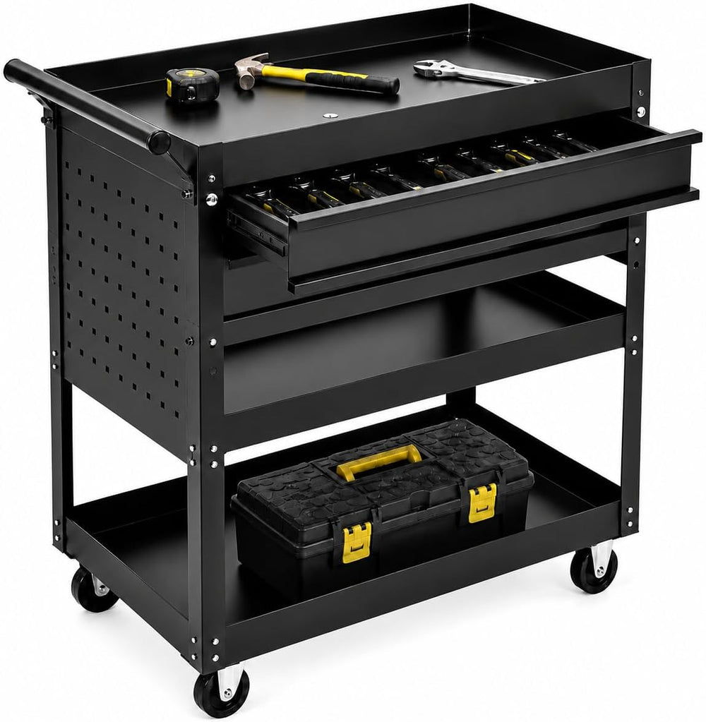 Garvee 30 Inch Rolling Tool Cart on Wheels, 3 Tier Steel Utility Tool Cabinet...