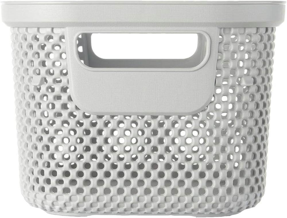 keeeper Knitted Look Storage Basket, 3.5 L, Side Handles, Air-Permeable, Plas...