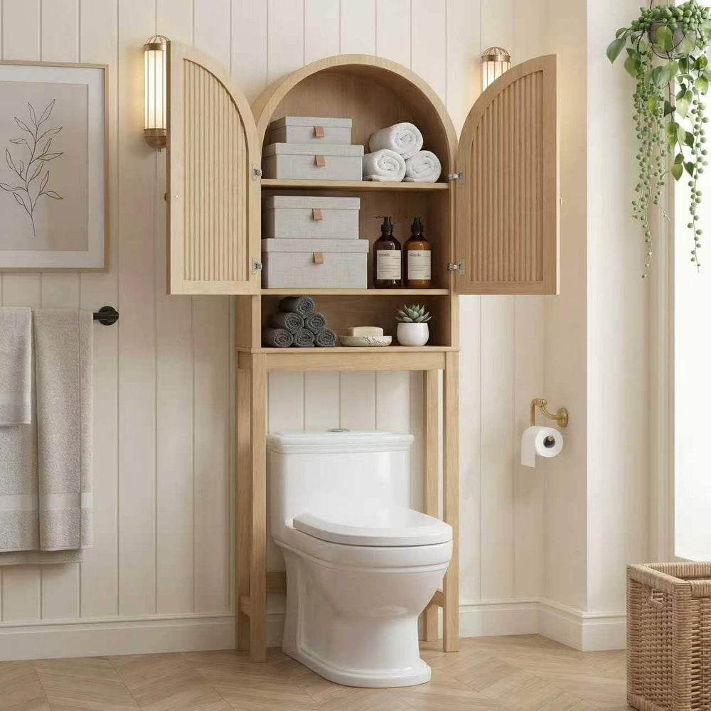 HMstone Over The Toilet Storage Cabinet, Arched Bathroom Organizer and Storag...
