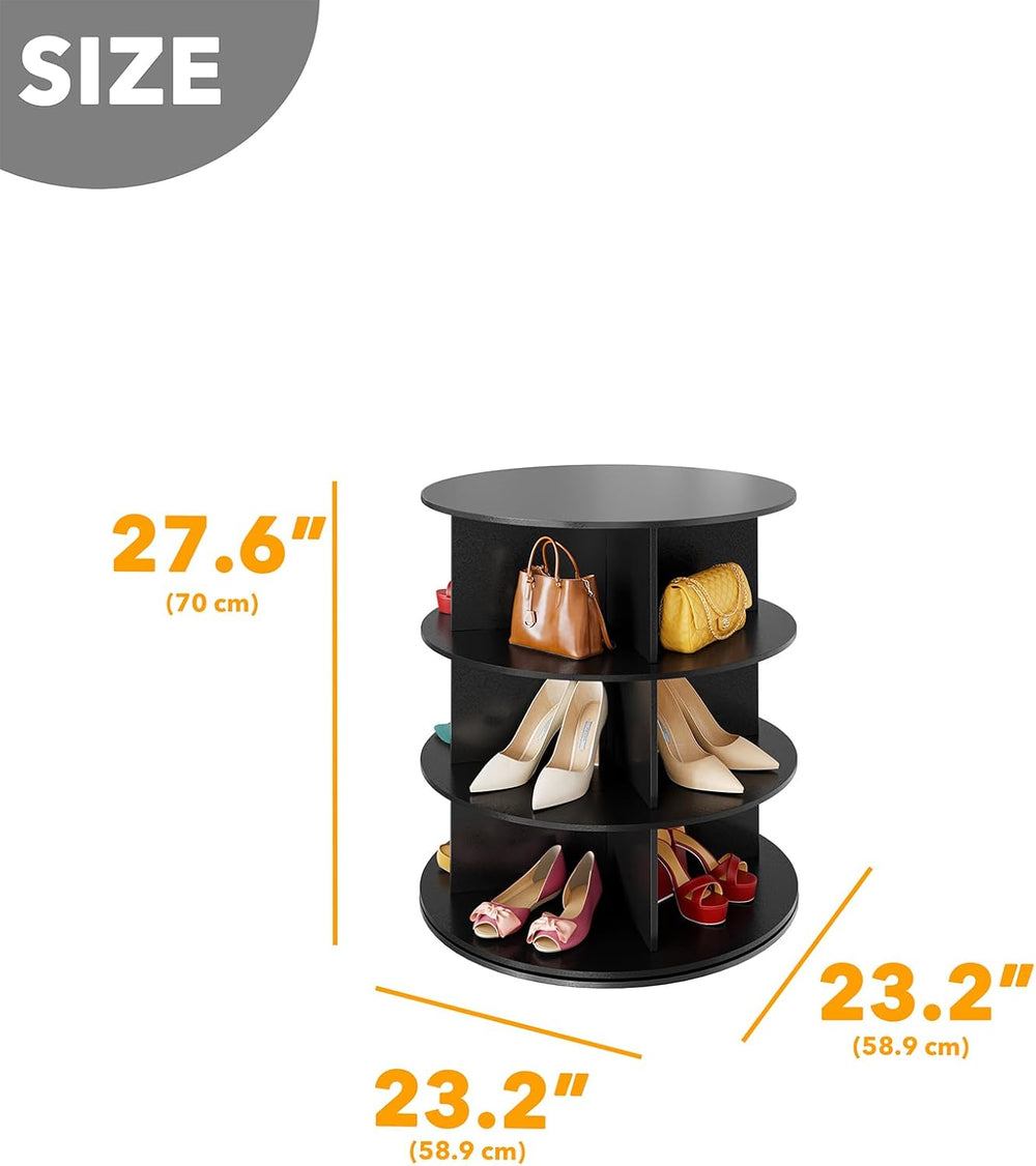 SpaceAid 3 Tier Rotating Shoe Rack Tower, Spinning Shoe Display Lazy Susan, R...