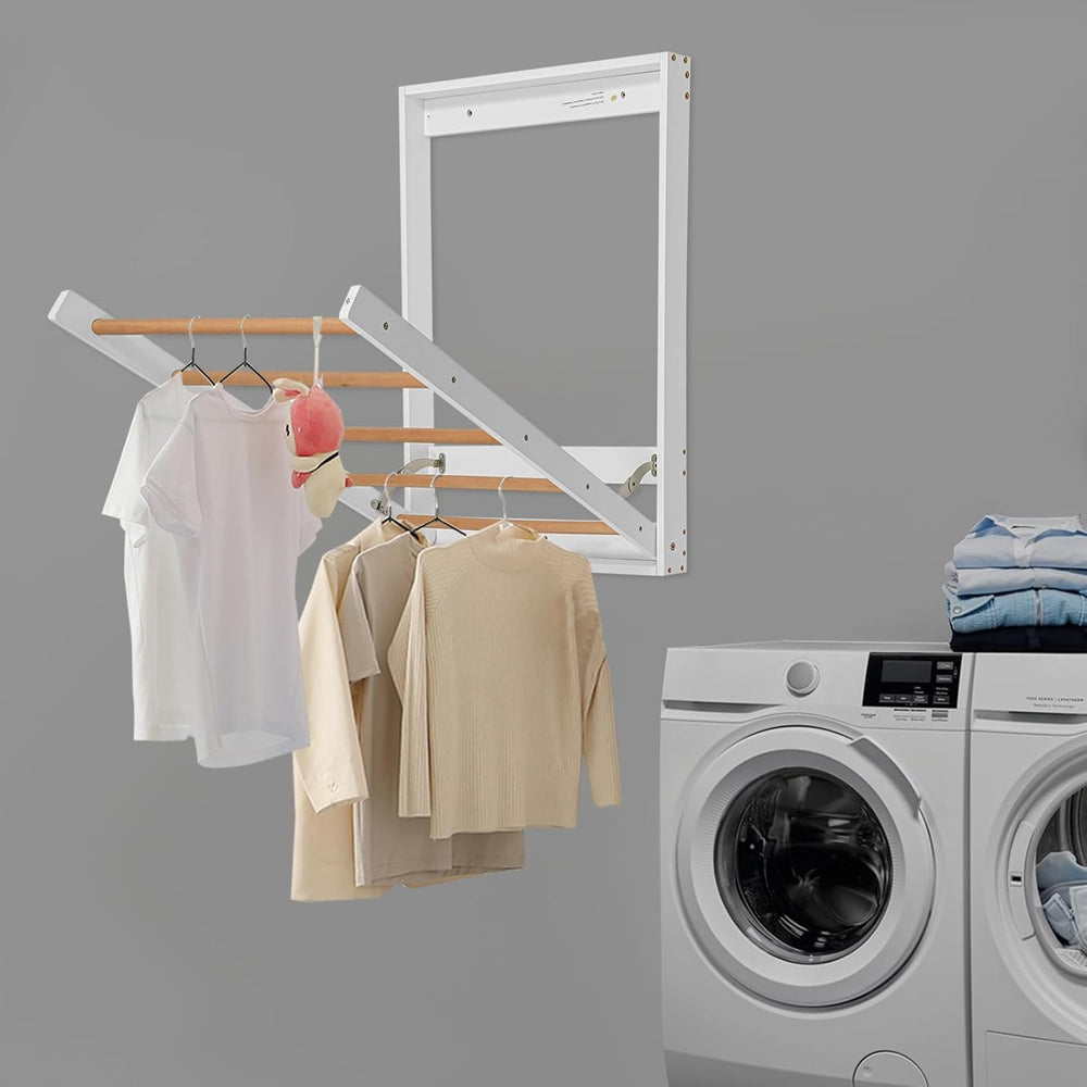 Wall Mount Clothes Drying Rack for Laundry, Foldable Wall Mount Laundry Rack ...