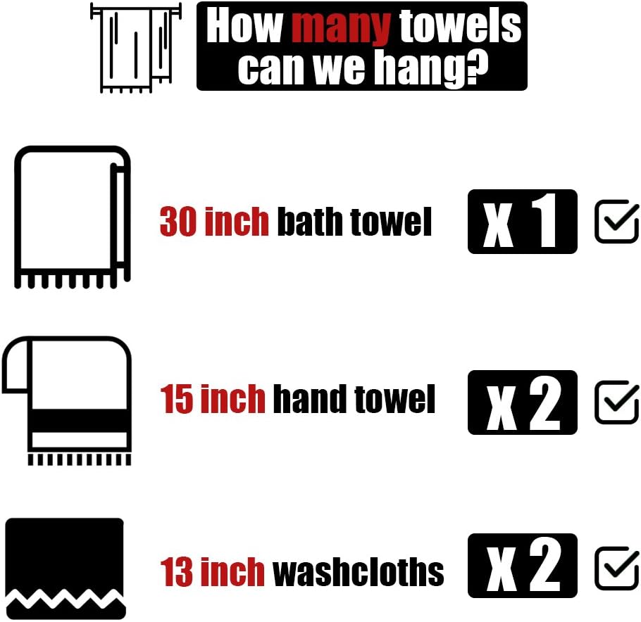 JQK Bath Towel Bar, 33 Inch 304 Stainless Steel Thicken 0.8mm Single Towel Ra...