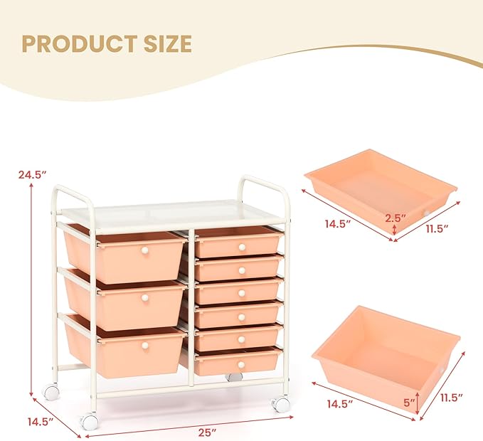GOFLAME 9-Drawer Rolling Storage Cart, Mobile Utility Cart