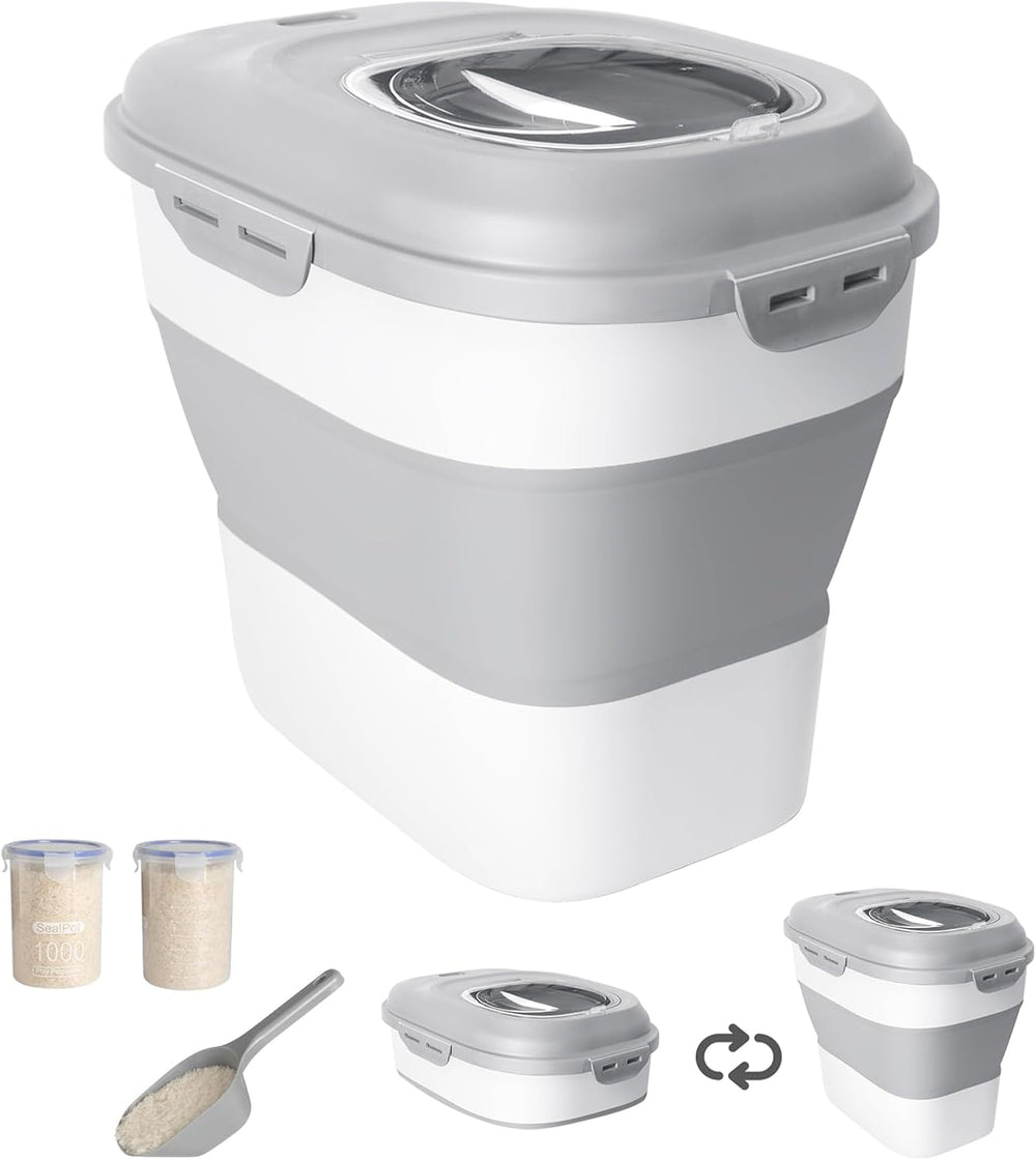 20-50 Lbs Airtight Food Storage Container Wheels,Collapsible Rice Container