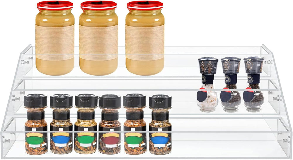 Wide 3-Tier Clear Acrylic Spice Rack for Countertops
