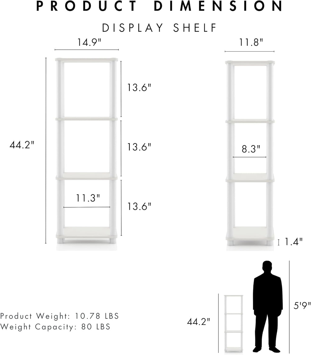 Homes: Inside + Out Apexa Modern 4-Tier Narrow Shelving Units, Collectibles D...