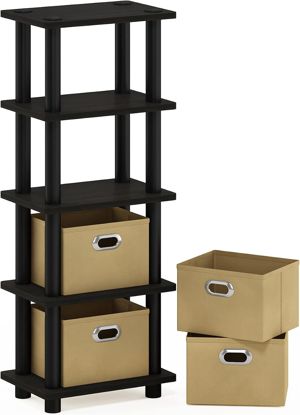 Furinno Turn-N-Tube Toolless 4-Tier Storage Shelves, Espresso