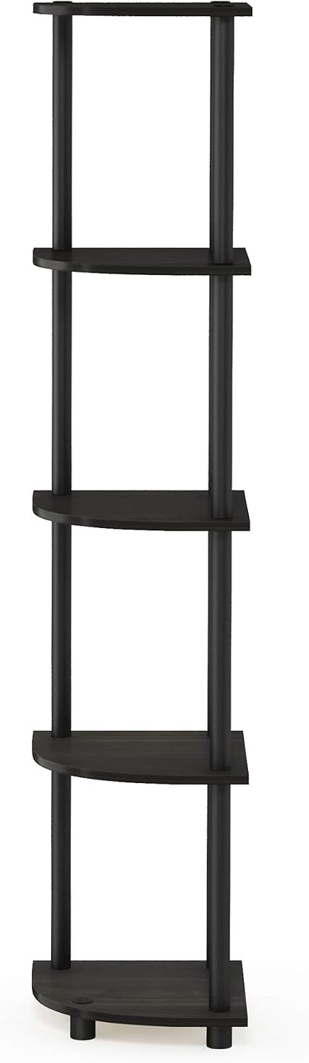 Furinno TURN-N-TUBE Corner Shelf, 5-Tier Corner Bookshelf, Open Storage Shelv...