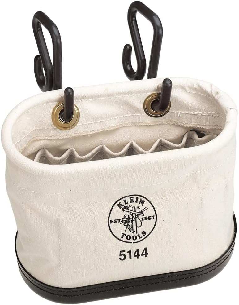 Klein Tools 5144 Canvas Bucket, Aerial Oval Tool Bucket with Black Molded Pol...