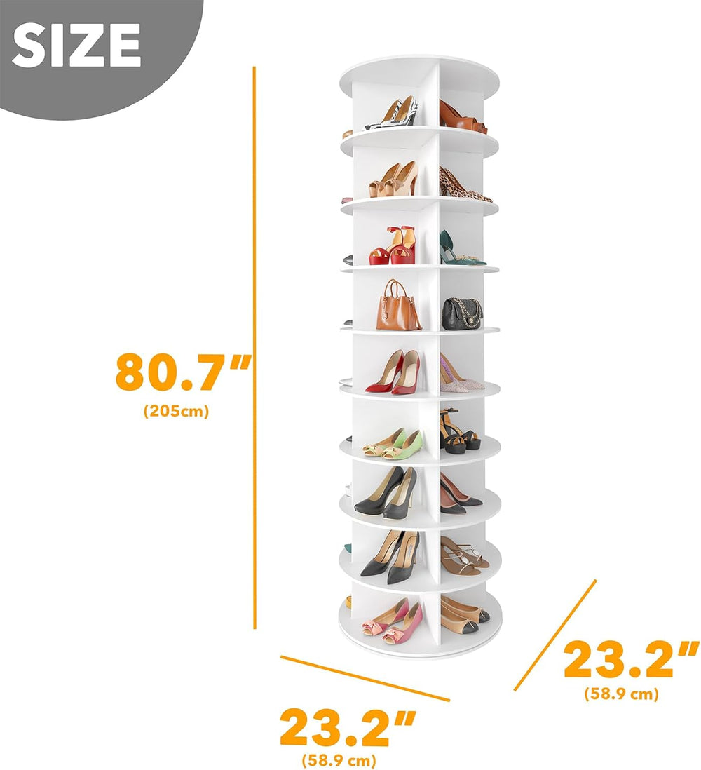 SpaceAid 9 Tier Rotating Shoe Rack Tower, Spinning Shoe Display Lazy Susan, R...