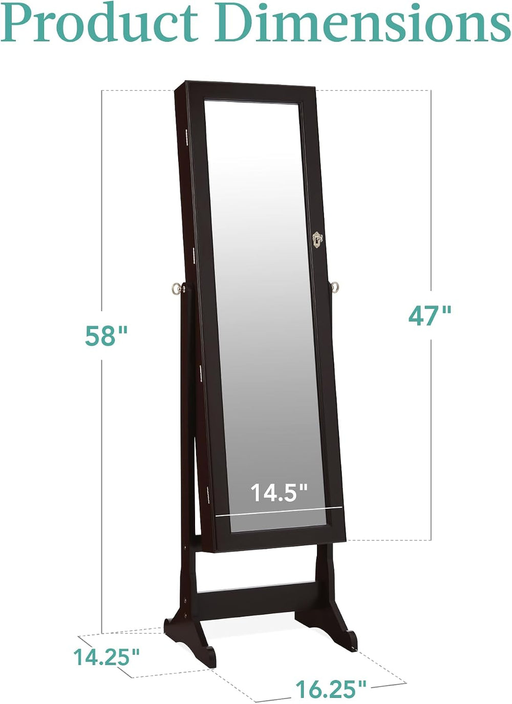 Best Choice Products Freestanding Jewelry Armoire Cabinet, Full Length Standi...