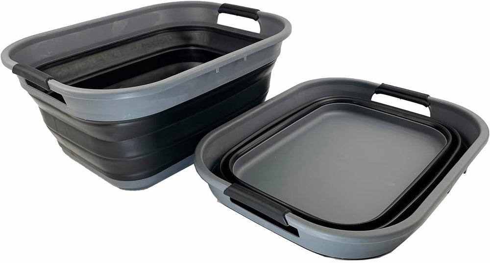 SAMMART Set of 2 Collapsible Plastic Storage Basket - Foldable Pop Up Storage...