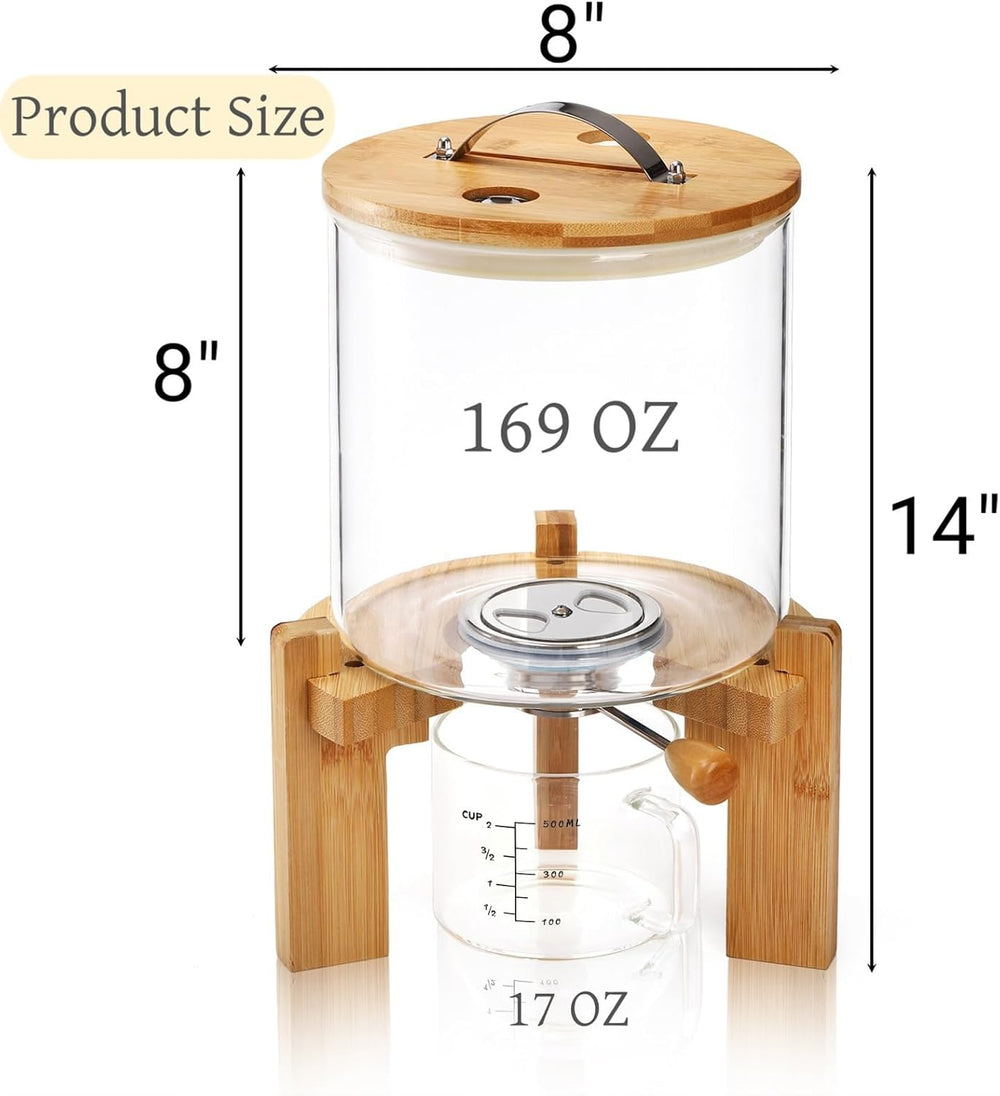 Tlence 5L Glass Rice Dispenser, Cereal Container with Bamboo Stand, Large Air...