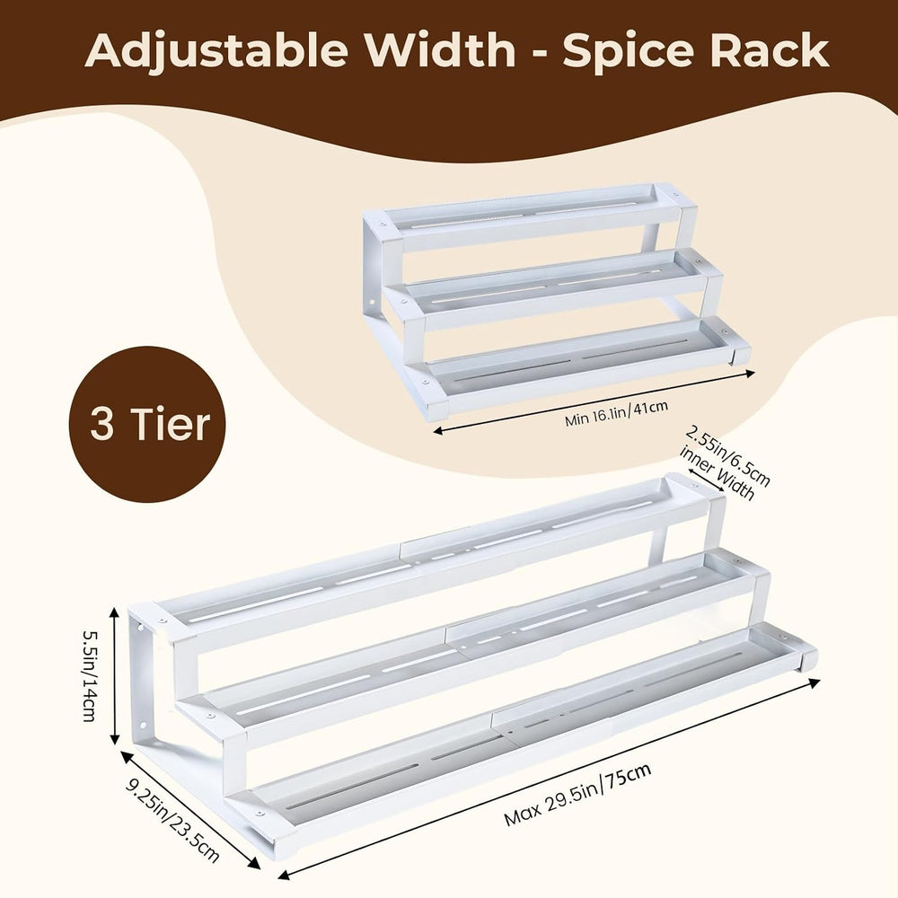3-Tier Spice Rack Organizer for Kitchen Cabinet or Pantry, 16"-29" ...