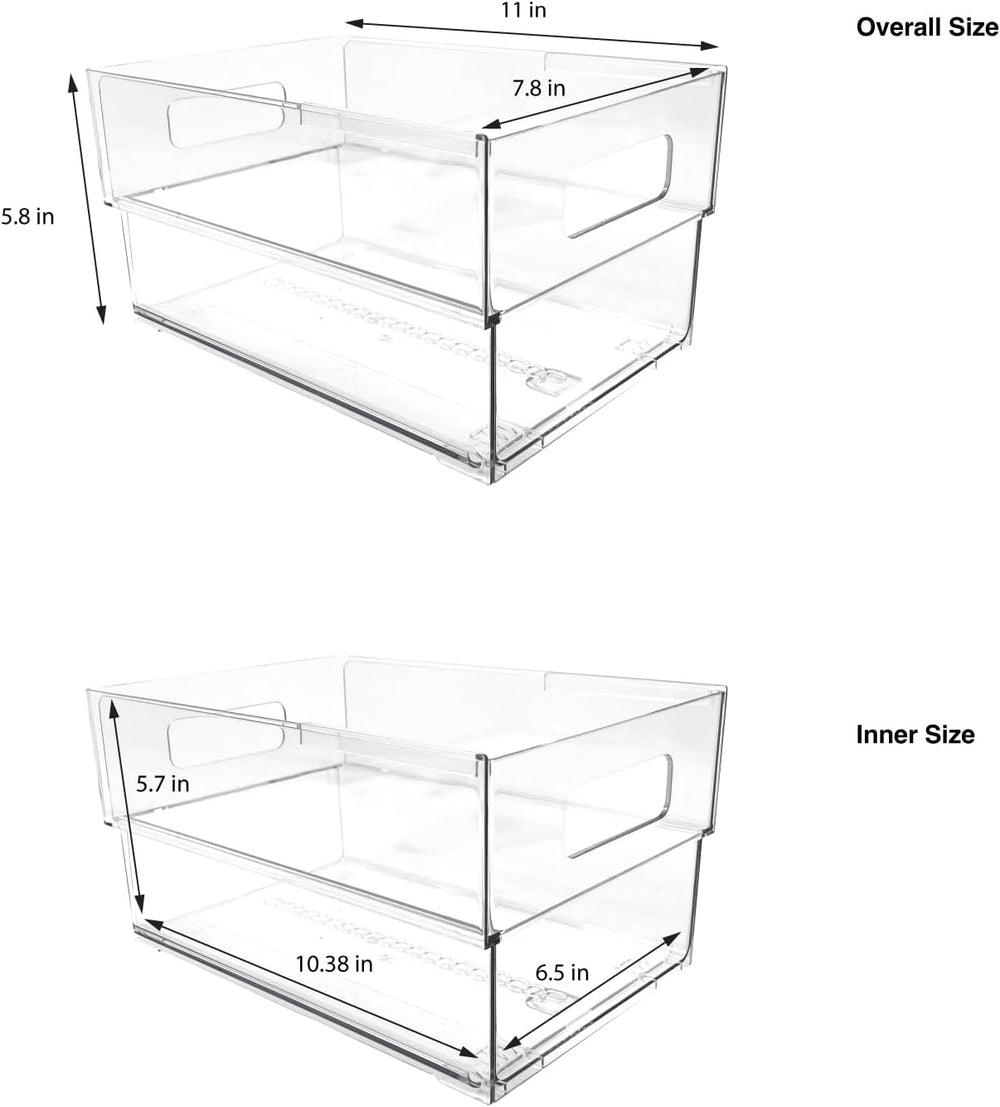 Isaac Jacobs 2-Pack Clear Expandable Storage Bins - Large