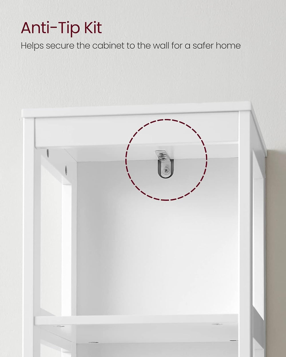 VASAGLE Bathroom Floor Cabinet, 2 Drawers, 55.7”H, White
