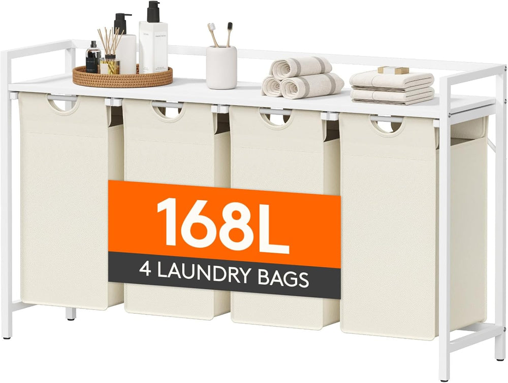 Lifewit Laundry Hamper 4 Section, 168L Pull out Laundry Clothes Basket Organi...