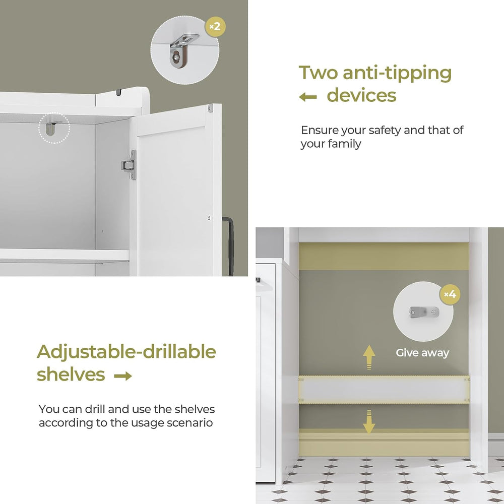 Over The Toilet Storage Cabinet with Pulley Small Bathroom Storage Cabinet, S...