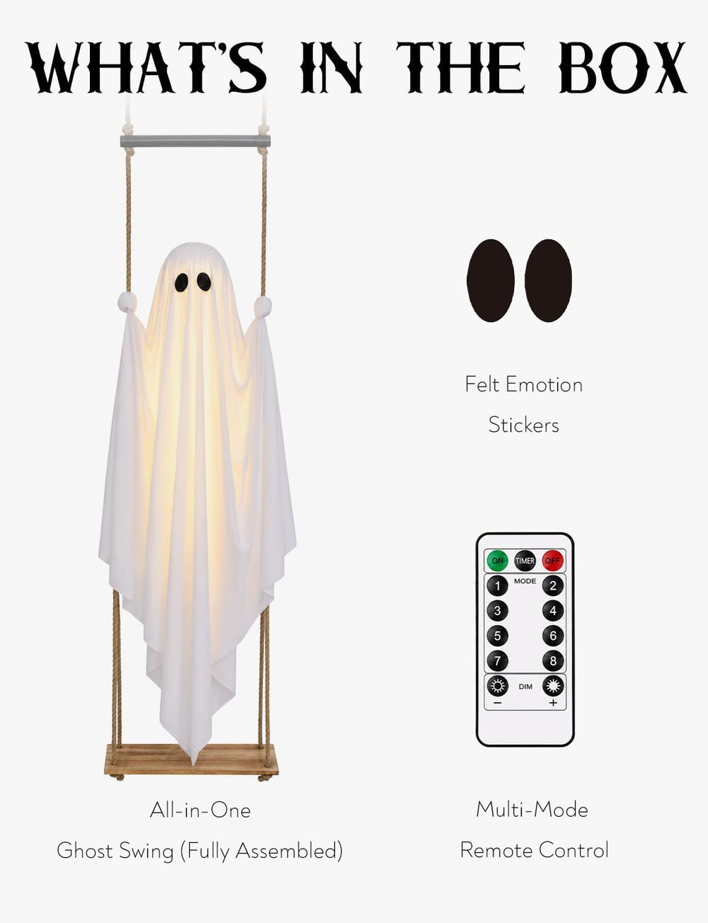 Halloween Decorations Outdoor 4.6FT Large Pre-Assembled Hanging Swing Ghost