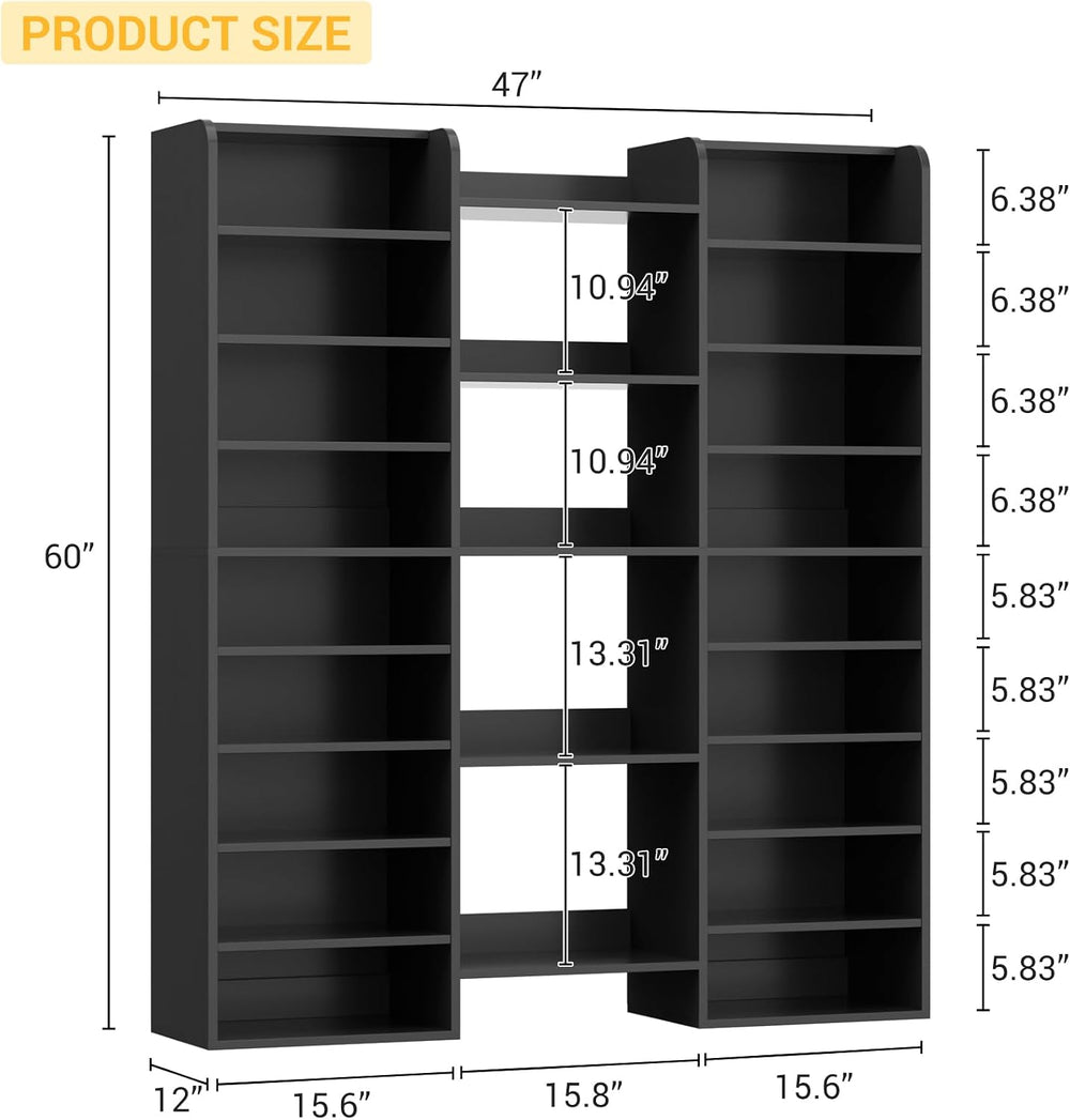 Unikito 14-Tier Wood Shoe Storage Cabinet with 22 Open Cubbies, Black