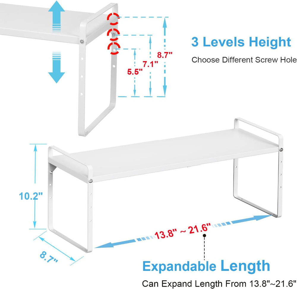 Set of 2 Expandable Cabinet Shelf Organizer, Stackable Kitchen Countertop She...